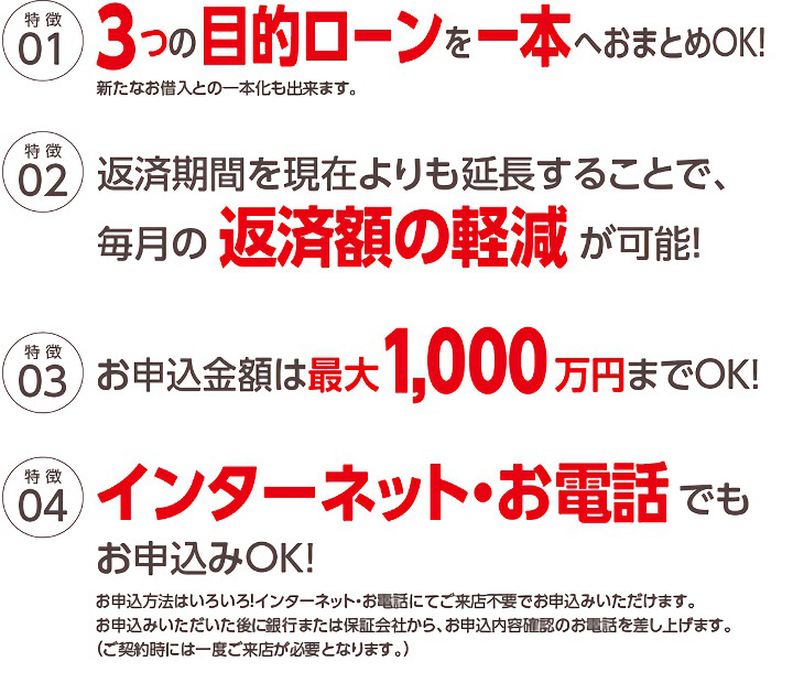 目的おまとめローン「まとむ~で」の特徴