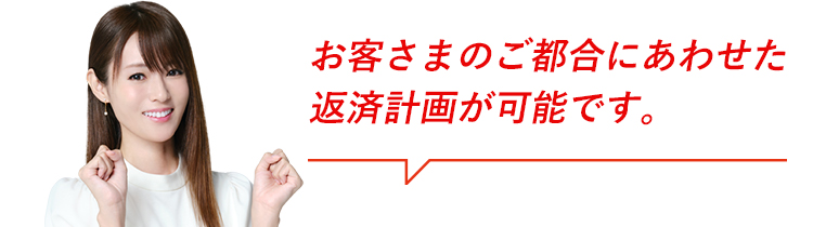 お客様のご都合にあわせた返済計画ができます